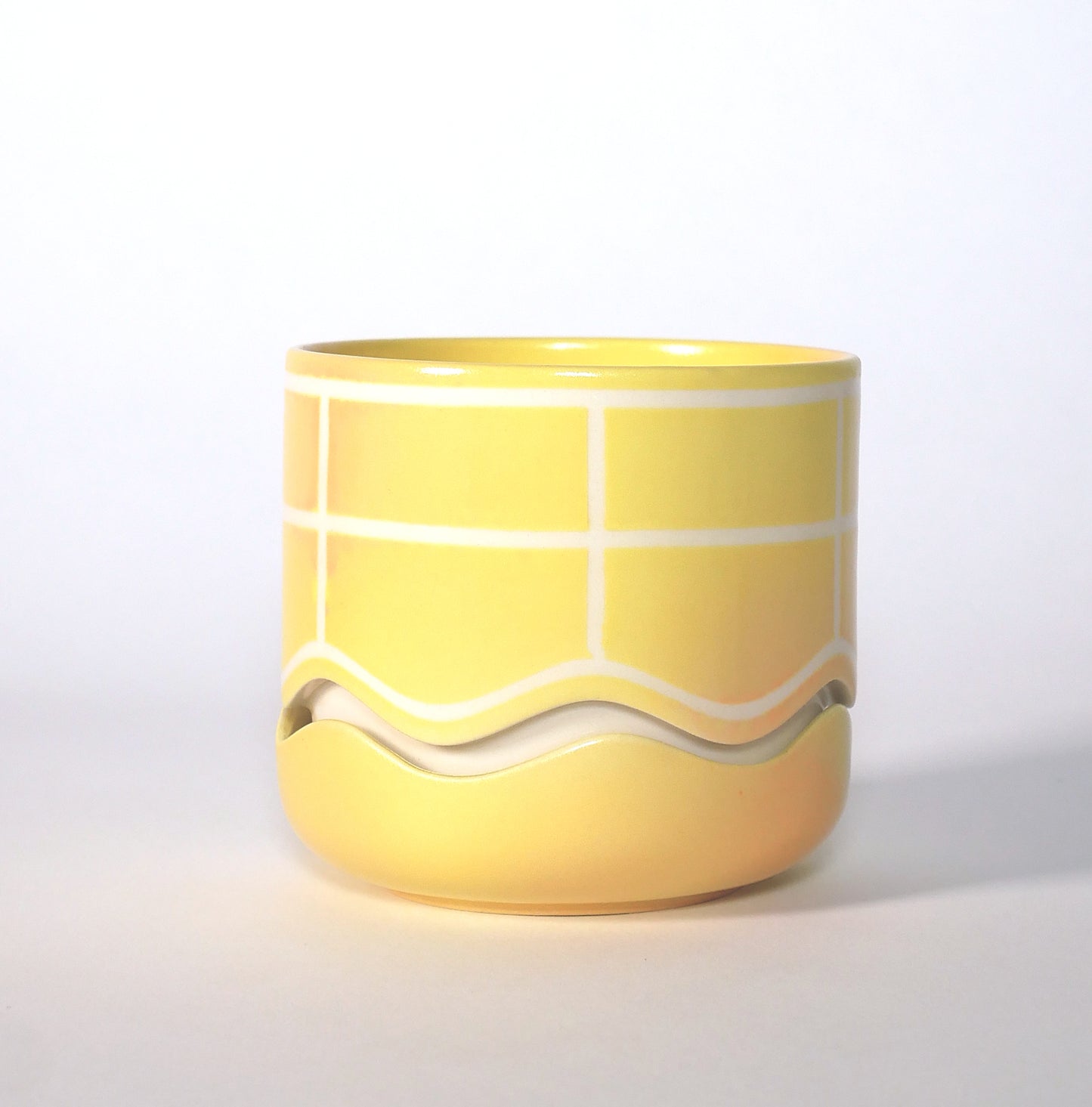 Mini Squiggle Planter / Grid + Gradient - Yellow/Tangerine